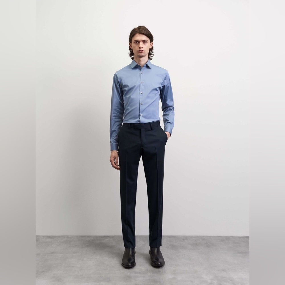 Tiger of Sweden Filbrodie Extra Slim Stretch Dress Shirt Blue 39 15.5